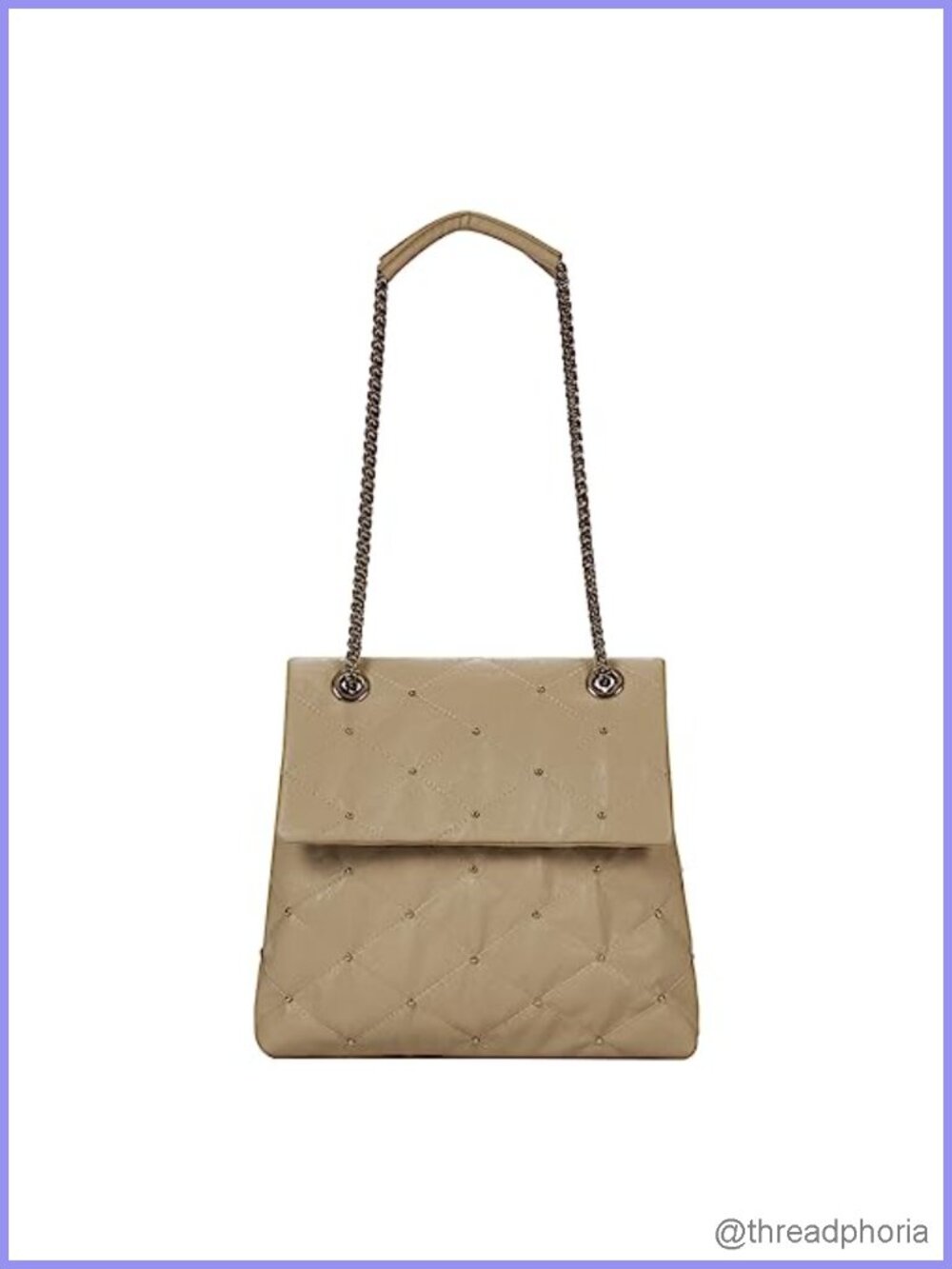 PU Leather Studded Tote Satchel Shoulder Bag Magnetic Closure
